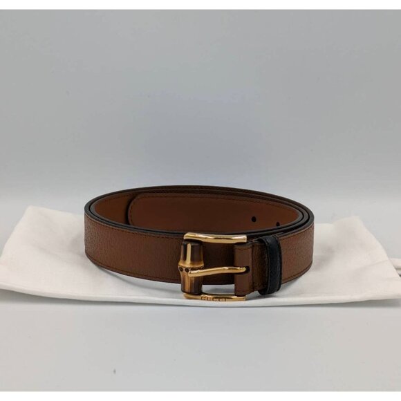 Gucci Dollar Pigprint Leather Bamboo Belt Brown 70cm 699954 main image 7